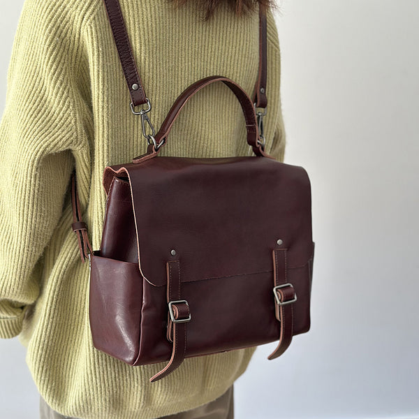Leather Backpack for Women Vintage Rucksack Casual College Handmade? Vintage Handmade Leather Backpack Travel Backpack School  main image 4