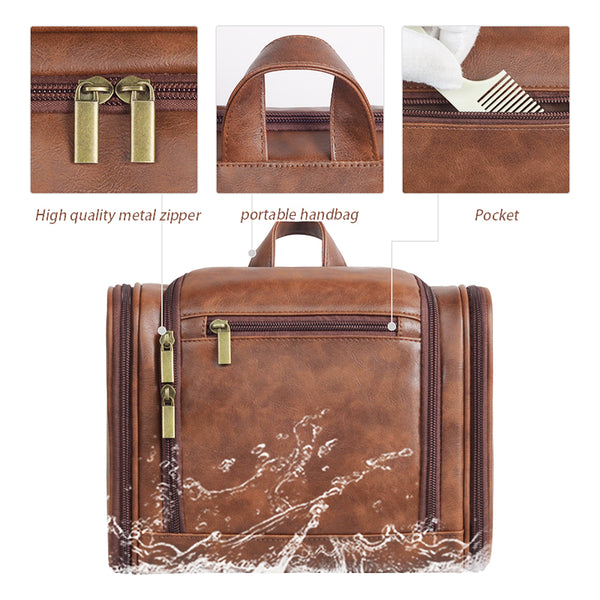 Personalized Toiletry Bag for Men, PU Leather Dopp Kit Travel Bag, Gro –  RockCow Leather Studio
