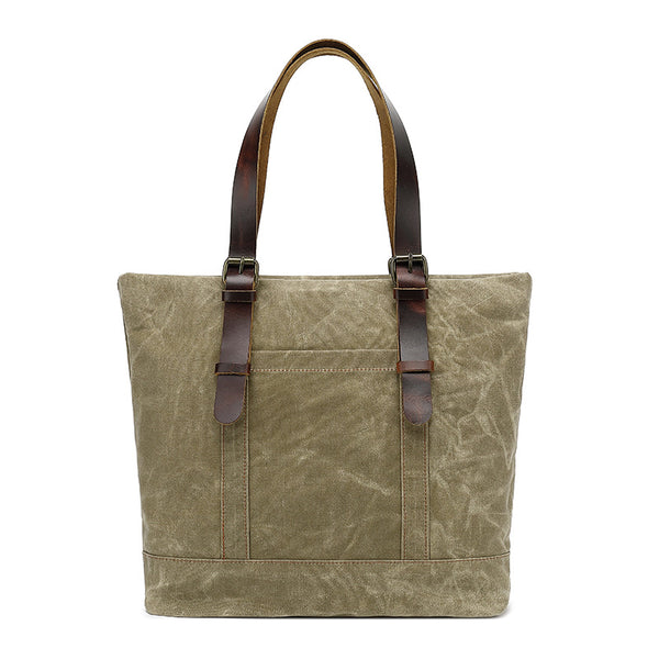 Canvas Cotton Tote Bag Water Resistant Shoulder Bag Crossbody Handbag Large Capacity Tote For Office School College Black