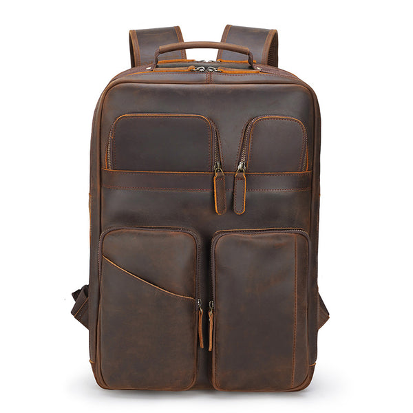 best large leather backpack Crazy Horse Leather Backpack Handmade Leather Rucksack Large Leather L – RockCow Leather Studio