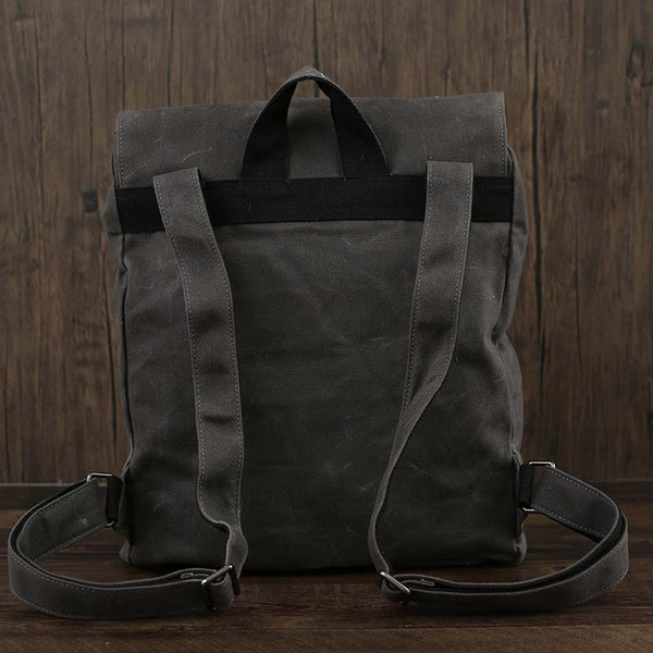 Flash Sale Canvas Laptop Backpack Top Flap Canvas School Backpack Vint