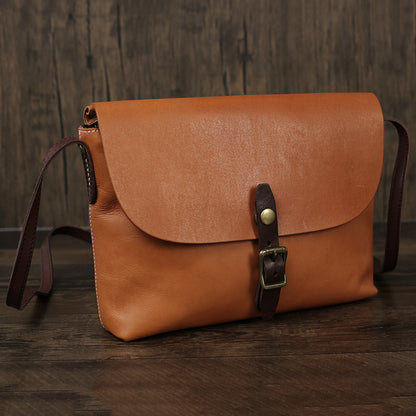 Flash Sale Full Grain Leather Messenger Bag Vintage Mens Leather Crossbody Bag Men's Shoulder Bag