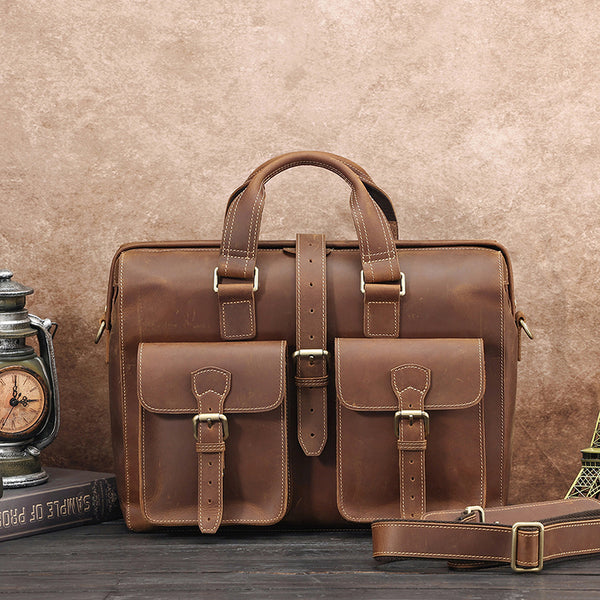Urban Leather Laptop Shoulder Messenger Bag - Vintage Brown Handmade Satchel Briefcase Bag for Men