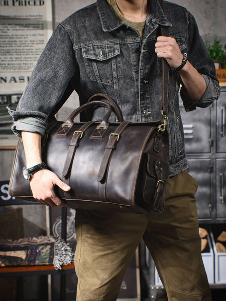 leather gear bag Full Grain Leather Duffle Bag Handmade Leather Weekender Gym Bag Vacation Duffel Bag Vintage Travel Bag Overnight Bag Leather Holdall Vintage Brown