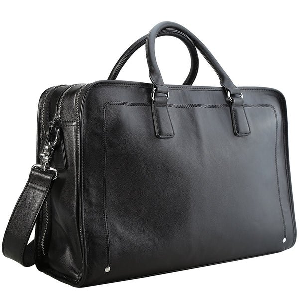 17 inch leather laptop backpack Full Grain Leather Mens Briefcase 17 Inch Leather Laptop Bag Mens Larg – RockCow Leather Studio