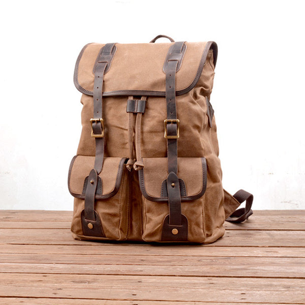 Handmade Canvas Backpack Waxed Canvas Laptop Backpack Vintage Travel Backpack Large Rucksack Handmade Canvas Backpack Waxed Canvas Laptop Backpack Vintage Travel Backpack Large Rucksack