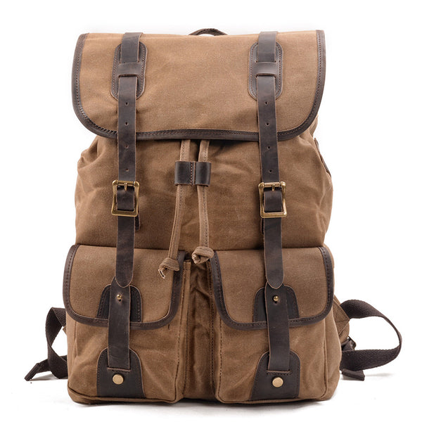 Handmade Canvas Backpack Waxed Canvas Laptop Backpack Vintage