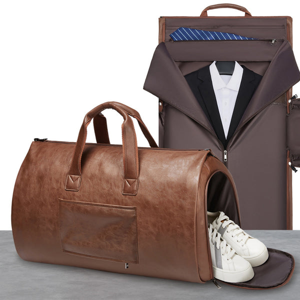 Leather Garment Duffel Bag with Shoe Pouch Waterproof Leather Weekende –  ROCKCOWLEATHERSTUDIO