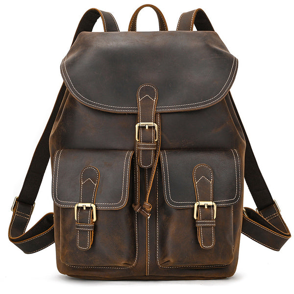 Mens Leather Backpack 15 Inch Leather Laptop Backpack Retro Travel Backpack For Mens School Backpack Mens Leather Backpack 15 Inch Leather Laptop Backpack Retro Travel Backpack For Mens School Backpack