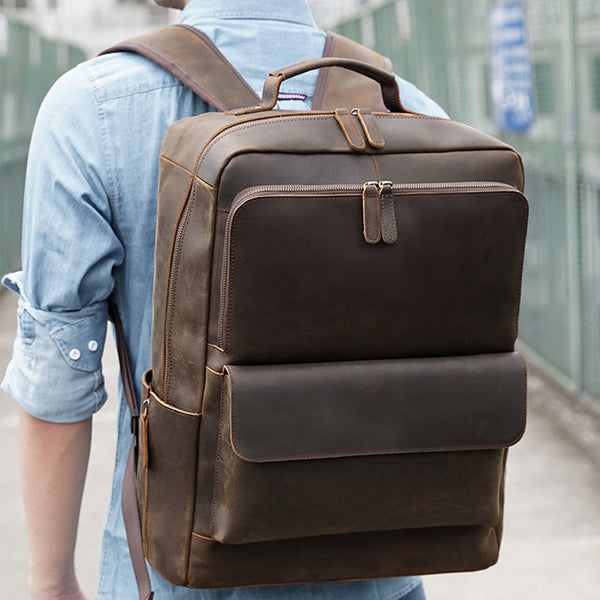 brown leather hipster backpack Vintage Crazy Horse Leather Backpack Full Grain Leather Travel Backpack Handmade Mens Leather Backpack Hipster Backpack