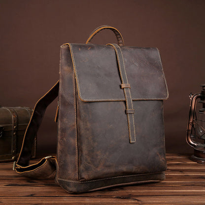 Vintage Leather Backpack Full Grain Leather Travel Backpack College Rucksack For Men Handmade Leather Knapsack