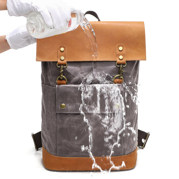 best waterproof laptop backpacks travel Waterproof Canvas Travel Backpack Full Grain Leather And Canvas Laptop – RockCow Leather Studio