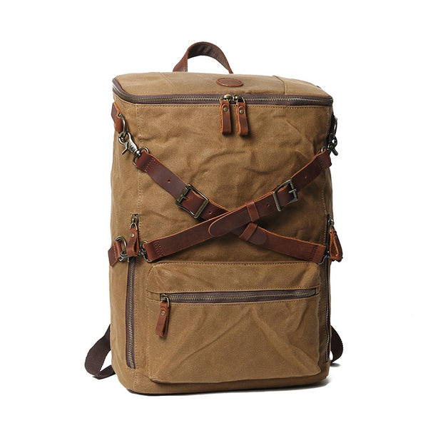 Waterproof Canvas Travel Backpack Vintage Canvas Rucksack Waxed Canvas