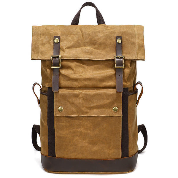 best canvas laptop backpacks Waxed Canvas Backpack Canvas Rolltop Backpack Waterproof Canvas Laptop – RockCow Leather Studio