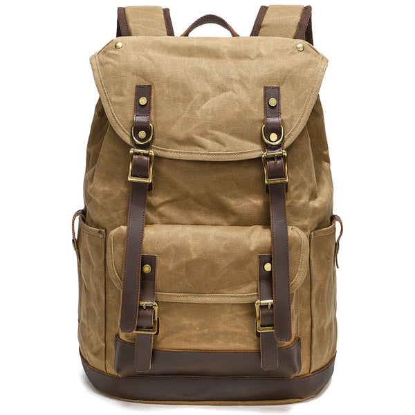 Waxed Canvas Backpack Retro Full Grain Leather And Canvas Travel Backpack Waterproof Outdoor Climbing Backpack Waxed Canvas Backpack Retro Full Grain Leather And Canvas Travel Backpack Waterproof Outdoor Climbing Backpack