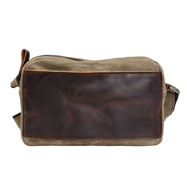 Purpose Utility Zipper Pouch, EDC Organizer, Water Resistant Durable Waxed Canvas With Full Grain Leather Carabiner Inner Pockets Office Work Essentials Charger Case Pencil Case Olive - View #10