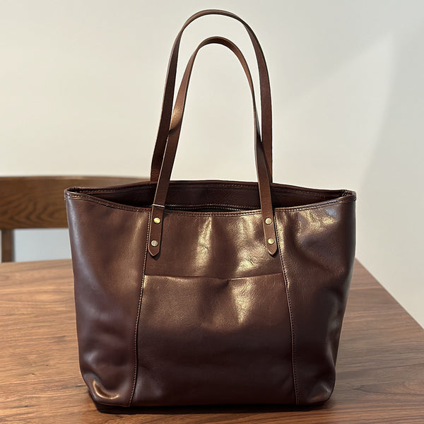 extra large travel tote bag Large Capacity Leather Tote Bag, Leather Travel Tote Bag for Women, Full Grain Leather Shoulder Bag for Work Brown / Add Personalization