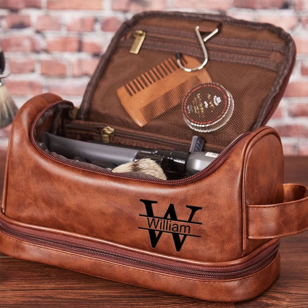 Personalized Toiletry Bag Groomsman Gift for Him Engraved Dopp Bag Lea –  ROCKCOWLEATHERSTUDIO