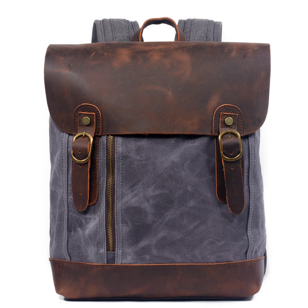 casual canvas leather backpack Flash Sale Waterproof Waxed Canvas Leather Backpack Casual Backpack Sc – RockCow Leather Studio