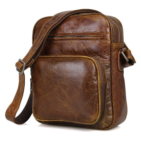 Top Grain Leather Messenger Bags Vintage Leather Bags For Men Corssbody Single Shoulder Bag 1008 - ROCKCOWLEATHERSTUDIO