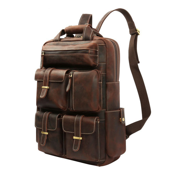 designer mens leather backpack Liberty Men's Classic Tan way zippers consolidated with a leather puller Mens Designer Backpacks | The