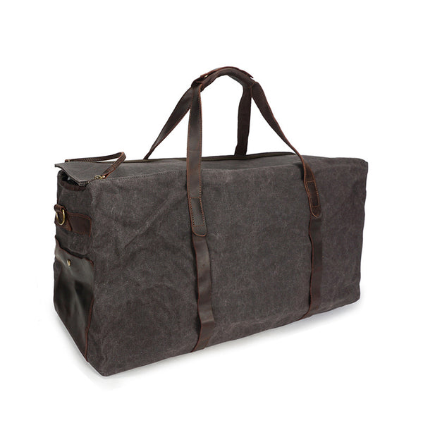 crossbody travel duffel bag Canvas Leather Overnight Bag Waterproof Canvas Duffle Bag Crossbody Travel  Bag