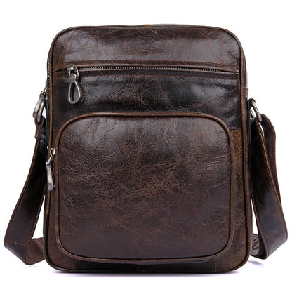 Top Grain Leather Messenger Bags Vintage Leather Bags For Men Corssbody Single Shoulder Bag 1008 - ROCKCOWLEATHERSTUDIO
