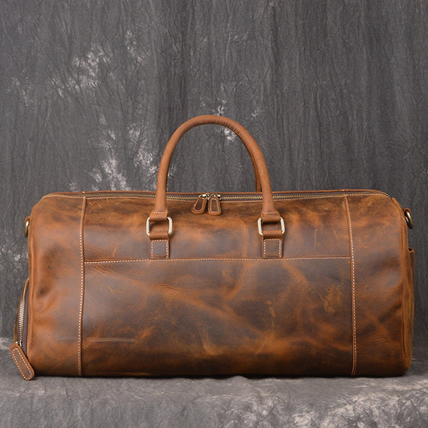 Full Grain Crazy Horse Leather Duffle Bag, Vintage Handmade