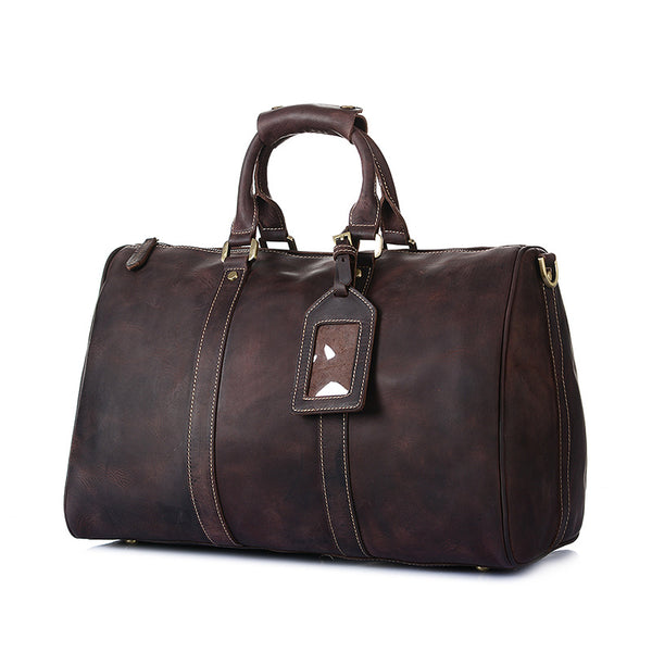 Mens Duffle Bags Top Grain Leather Travel Bag Business Travel