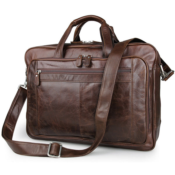 Big Capacity Laptop Messenger Bag Business Briefcase Men Leather Bags Side Bags 7320 - ROCKCOWLEATHERSTUDIO