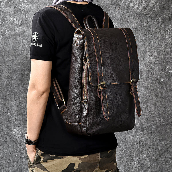 distressed black leather backpack Full Grain Leather Men's Backpack, Distressed Leather Travel Backpack, – RockCow Leather Studio