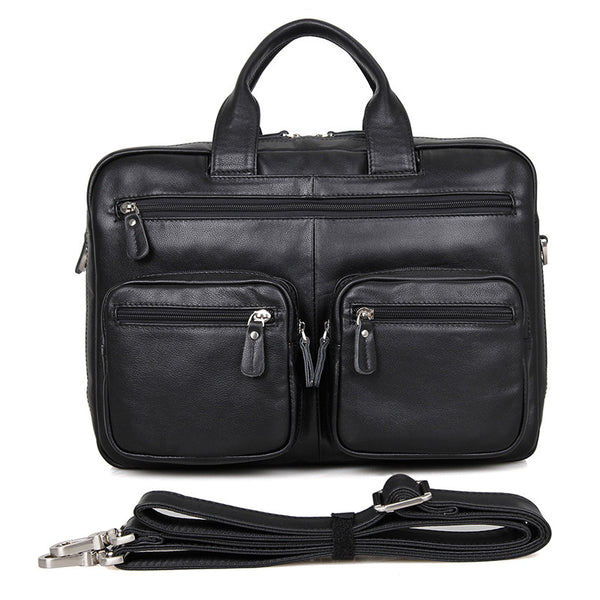 Big Capacity Laptop Messenger Bag Business Briefcase Men Leather Bags Side Bags 7231 - ROCKCOWLEATHERSTUDIO