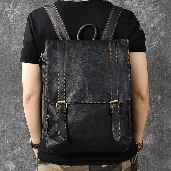 distressed leather backpack mens Full Grain Leather Men's Backpack, Distressed Leather Travel Backpack, – RockCow Leather Studio