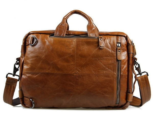 convertible leather backpack satchel Full Grain Leather Briefcase Convertible Leather Backpack Messenger Shoulder Bag Black