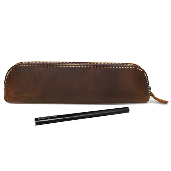  STOBOK Retro Leather Pencil Case Pencil Bag Single Pen