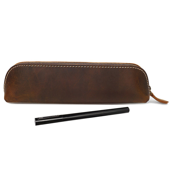 Handmade Genuine Leather Pen Bag, Rustic Leather Pencil Bag Holder Case Handmade Genuine Leather Pen Bag, Rustic Leather Pencil Bag Holder Case