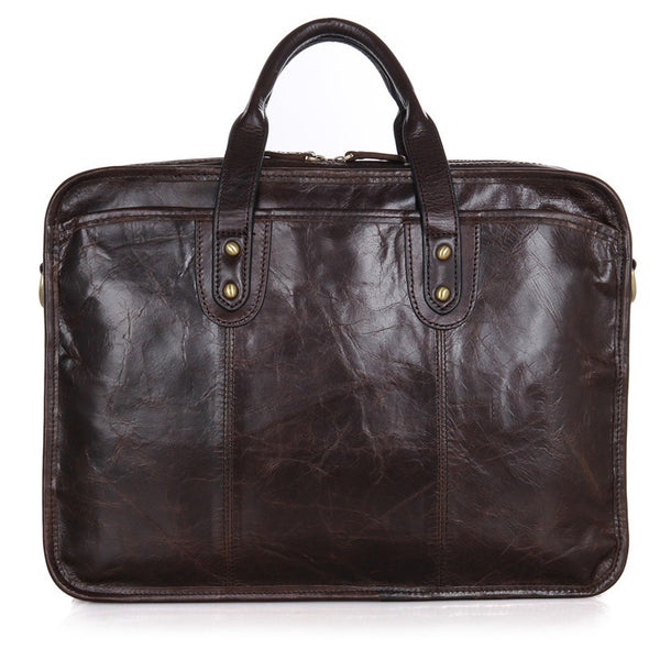 Oil Wax Laptop Messenger Bag Business Briefcase Men Leather Bags 