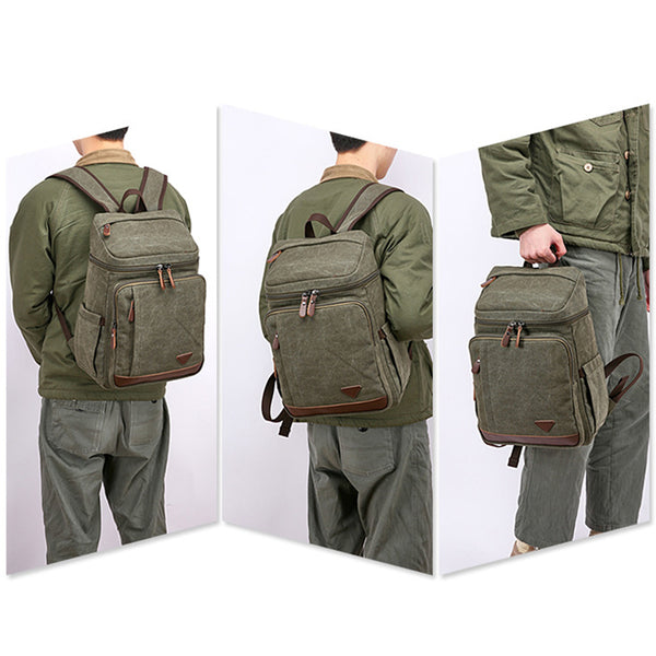Canvas Backpack Casual Canvas Travel Backpack Men's School Backpack Handmade Hiking Backpacks