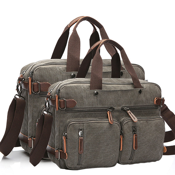 backpack messenger bag hybrid leather Canvas Briefcase Mens Canvas Messenger Bag Shoulder Laptop Bag Convert – RockCow Leather Studio