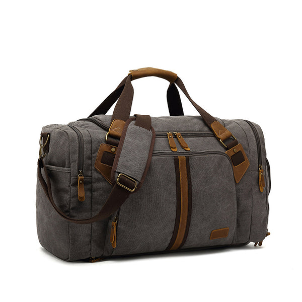 Canvas Travel Duffle Bag Full Grain Leather With Canvas Holdall Luggag – RockCow Leather Studio