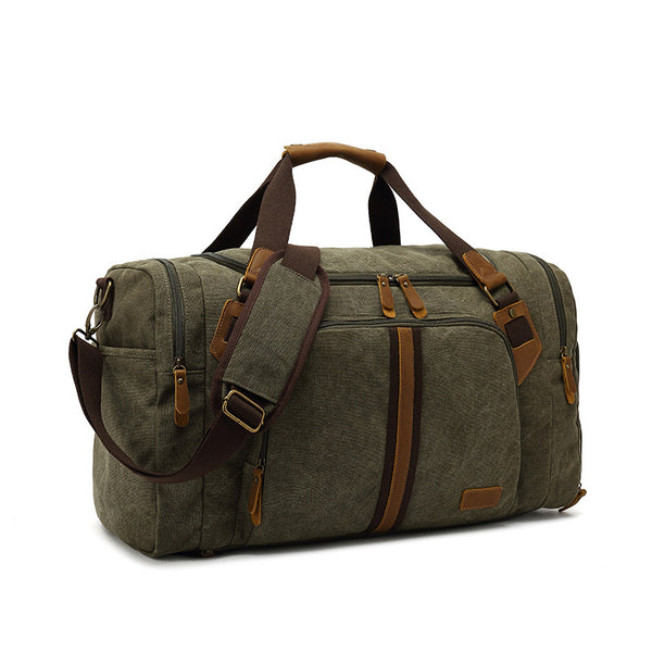 Canvas Travel Duffle Bag Full Grain Leather With Canvas Holdall Luggag – RockCow Leather Studio