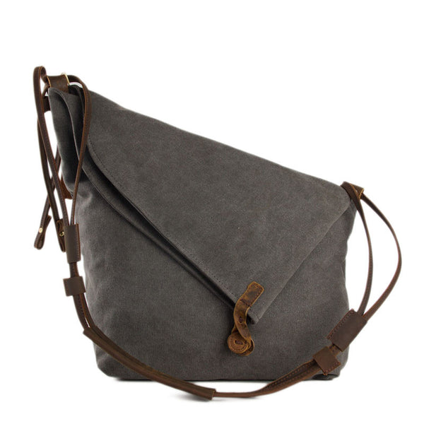 Waxed canvas shoulder bag with zipper, crossbody bags for women