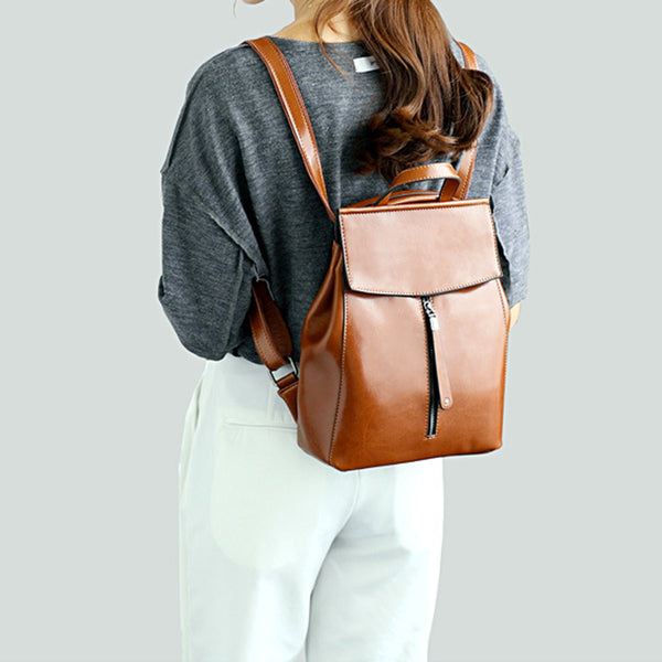 authentic leather backpack purse Full Grain Leather Backpack Purse for Women, Stylish Leather Backpack, Gift for Her Black