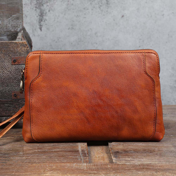 Leather Clutch for Men, Mens Organizer, Full Grain Leather Wrist Bag, Personalized Purse, Christmas Gift for Him
