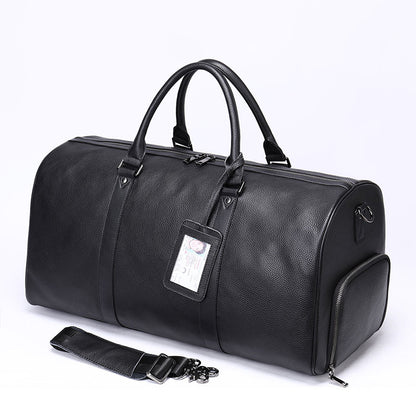 Full Grain Leather Duffle Bag With Shoes Compartment Casual Leather Travel Bag Mens Leather Weekender Bag