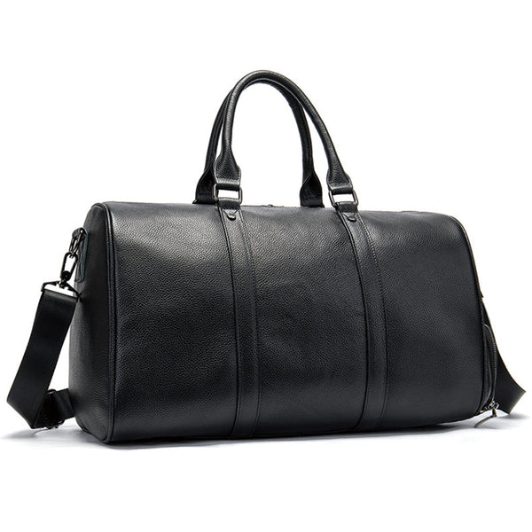 Full Grain Leather Duffle Bag With Shoes Compartment Casual Leather Tr –  ROCKCOWLEATHERSTUDIO