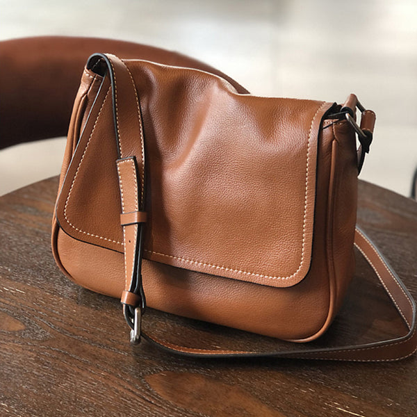 Full Grain Leather Shoulder Bag Women Crossbody Bag Leather Purse