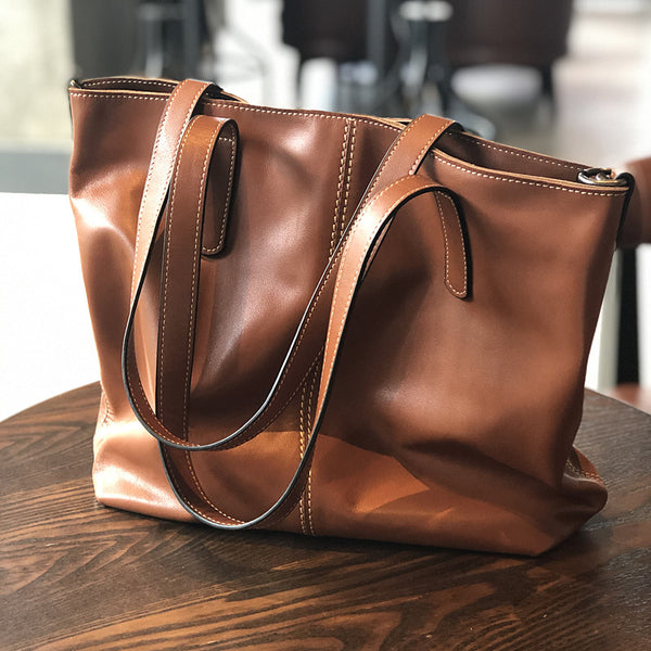 Large Brown Leather Tote Bag