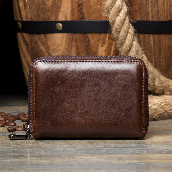 Full Grain Leather Wallet for Women Handmade Leather Purse Vintage Long Wallet A03232 Brown