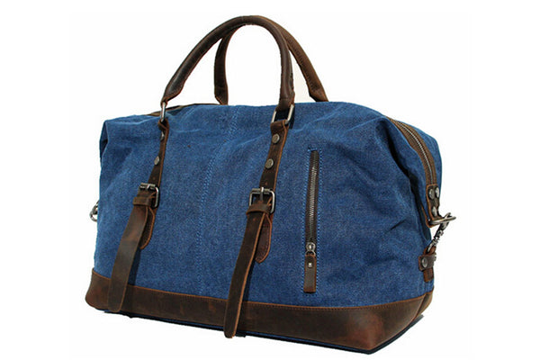 Oversized Canvas Duffle Bag with Leather Trim, Travel Bags for Men –  ROCKCOWLEATHERSTUDIO